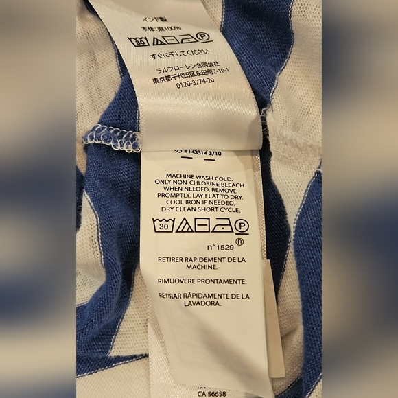 NWT POLO Ralph Lauren 100% Linen Blue & White Stripe Dress W/ Tie Front: Size- M - Picture 9 of 9